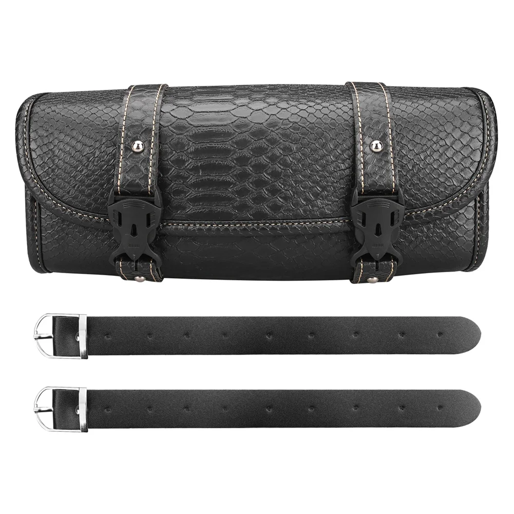 Motorcycle Front Fork Tool Bag Faux Leather Universal Handlebar Roll Bag Waterproof Fit For Harley Sportster Kawasaki Yamaha image 4