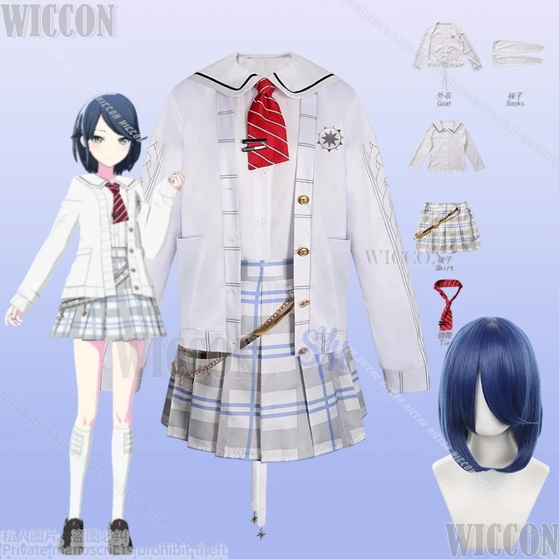 

Hoshino Ichika Косплей Игровой проект Sekai JK Школьная форма Белая кавайная клетчатая юбка Пальто Симпатичная вечеринка на Хэллоуин ComicCon Ролевая игра