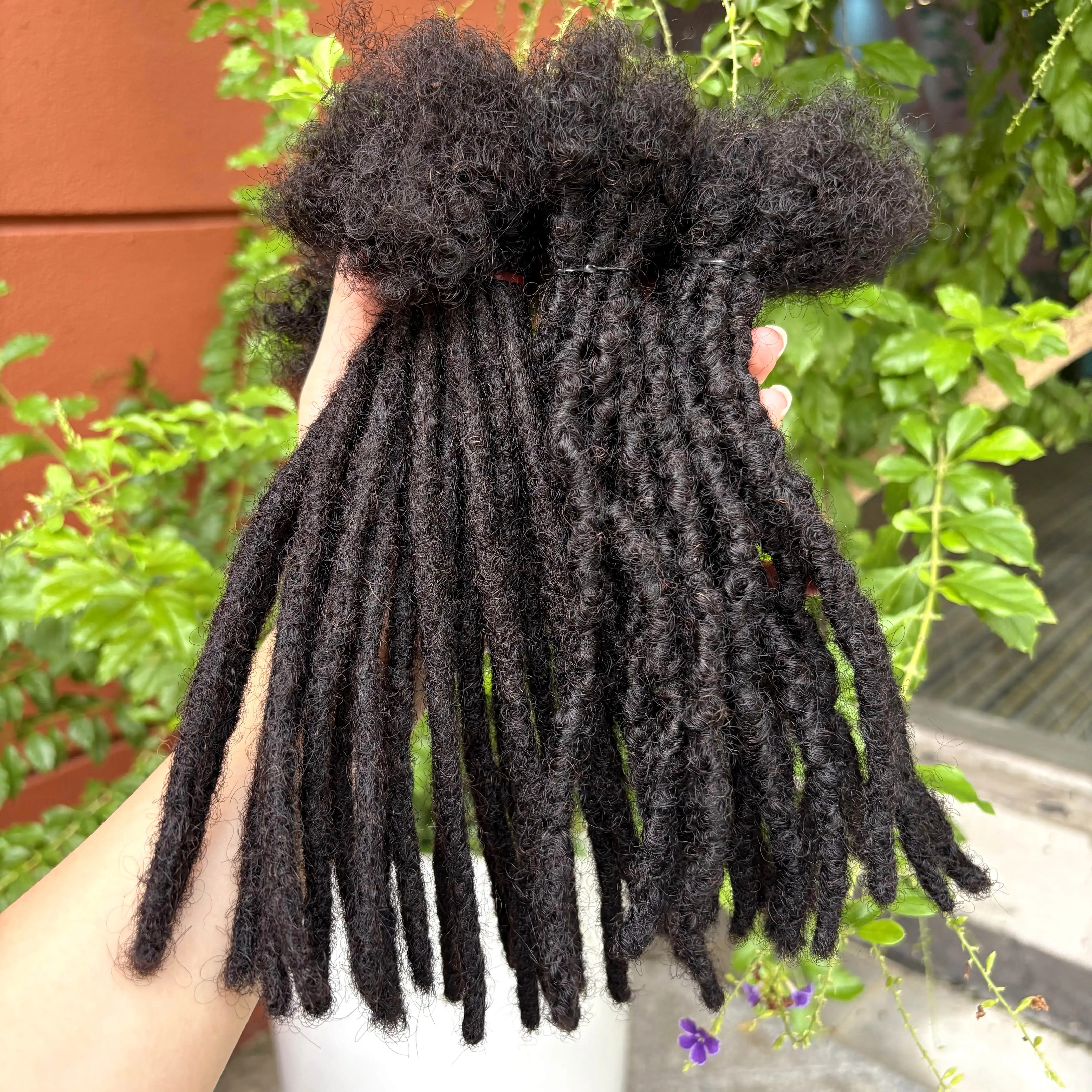 8Inch 0.6cm Regular Dreadlock Extensions Human Hair Thickness Locs Inter Extensions for Women Men Kids Handmade Permanent Locs