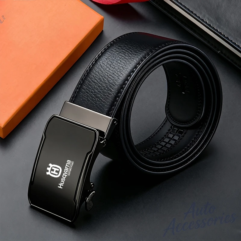 

Automatic Buckle Belt Men's Business Belt PU Leather Waist Straps Black Male Jeans Belts For Husqvarna 701 401 Enduro Norden 901