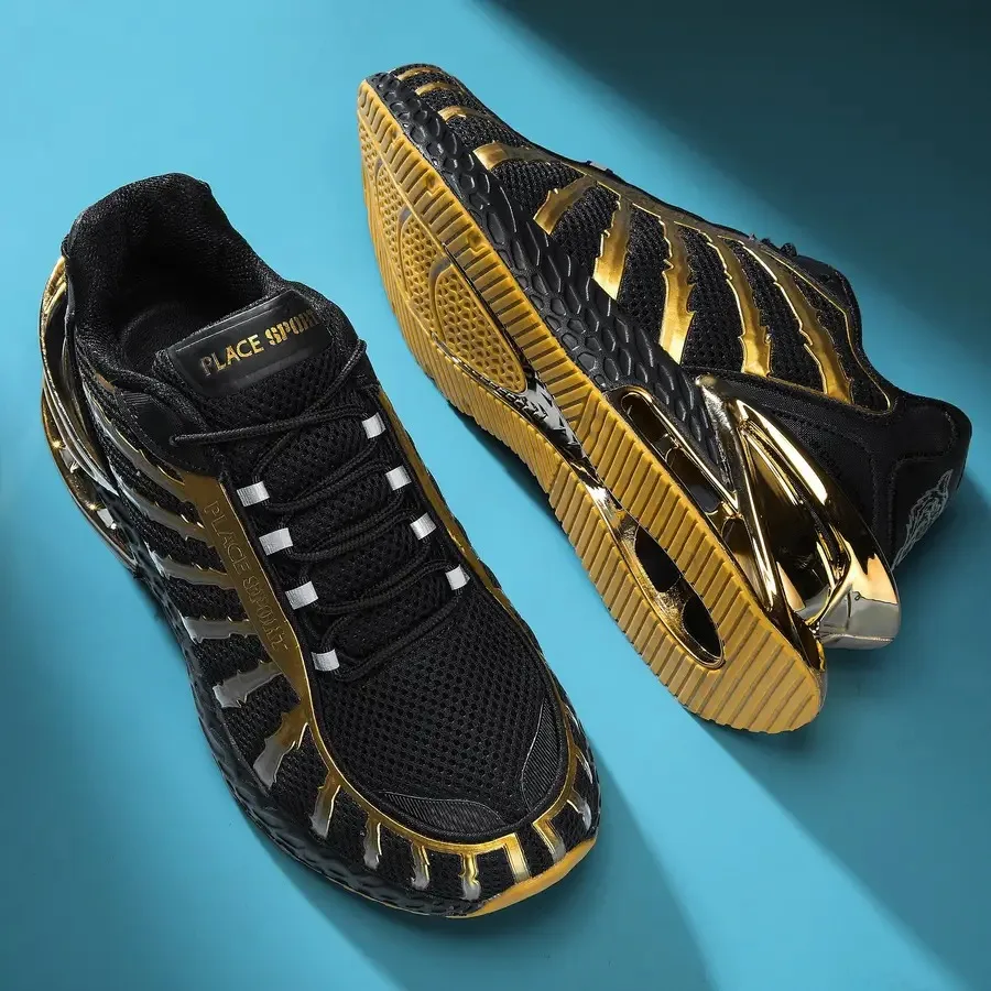 

Мужские модные кроссовки в стиле рок с полосатым узором, на шнуровке, низкий профиль, верх из ПВХ и сетки, внутренняя подкладка из ткани, подошва MD.