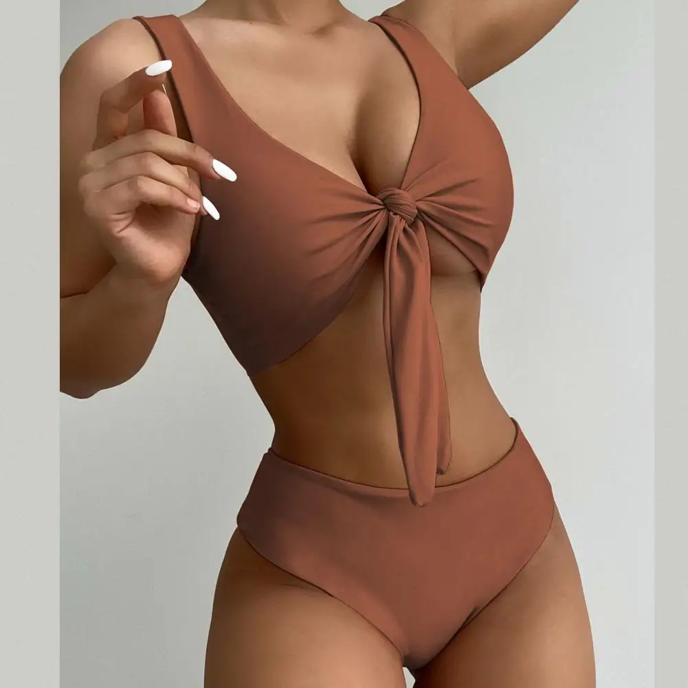 

2024 Sexy Women Bikini Set Bow Knotted Strap Solid Color Two-piece Women Swimsuit for Beach Female Brazilian Bikinis Beachwear