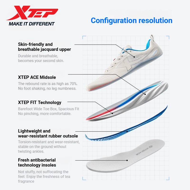 Xtep PIONEER 2.0 Mesh Sports For Men Winter Sneakers Shock-Absorbing Lightweight Running Shoes Low Incline 874119110009