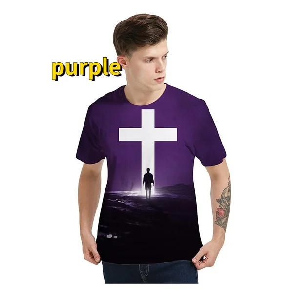 New Summer Casual All-match Men\'s Jesus Christ Cross 3d Printed T-shirt 2022 Funny Short-sleeved Oversized Printed O-neck Tee