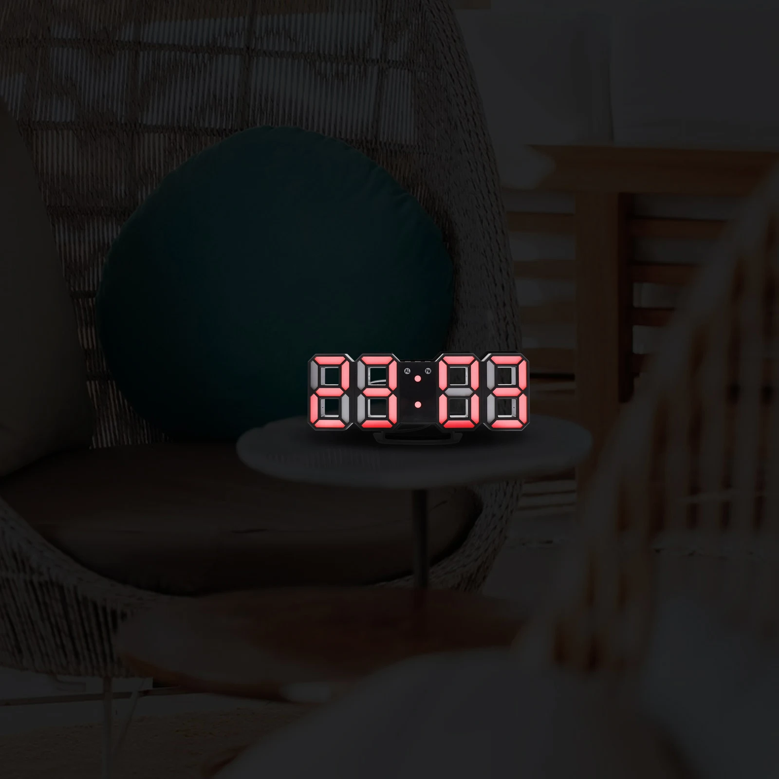 

Digital Wall 3D Led Clock Large Display Led Wall Clock Auto Brightness For Home Office Bedroom Red Black