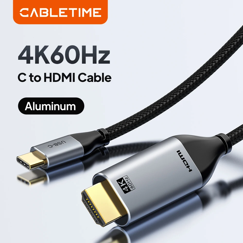 CABLETIME USB C to HDMI Thunderbolt 3 Type C HDMI Cable 4K 6