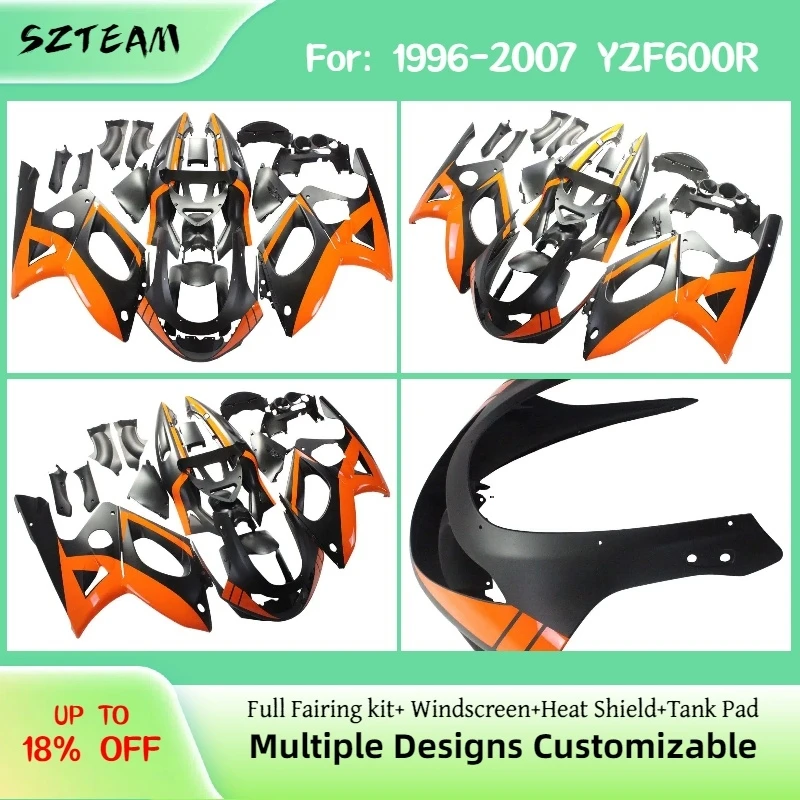 For YAMAHA YZF 600R 1996-2007 ABS Fairing Kit 96-07 Injection Molded Color-Matched Motorcycle Panels Fairings Pro