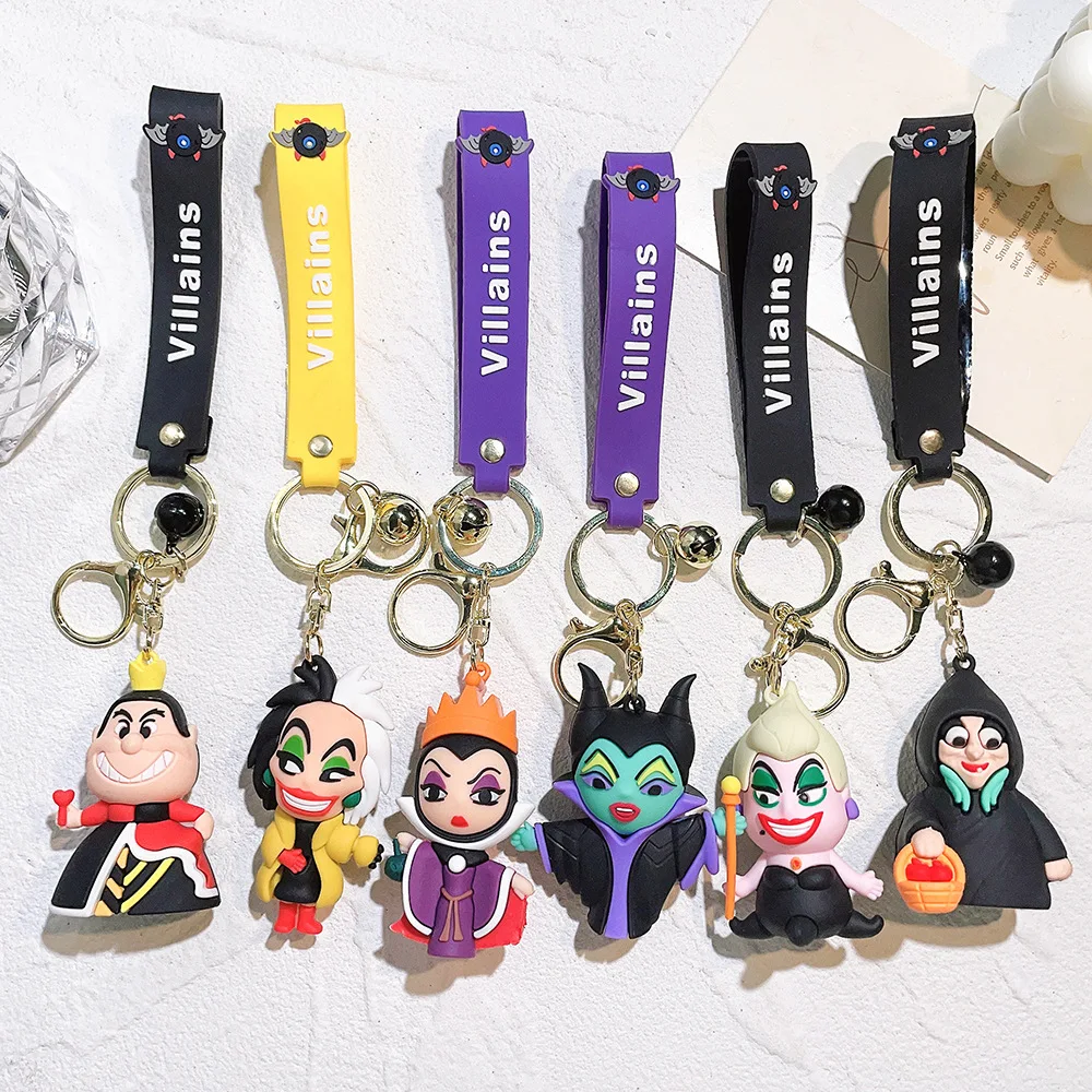 Disney Witches Series Keychain The Evil Queen Silicone Pendant Keyring Gothic Jewelry Car Backpack Key Holder Accessories Gifts