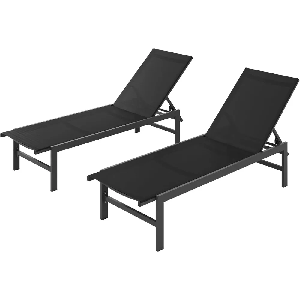 

Aluminum Chaise Lounge Chair Outdoor Pool Lounge Chairs, Patio Chair with Adjustable 5-Position Outdoor Recliner, Lounge Chairs