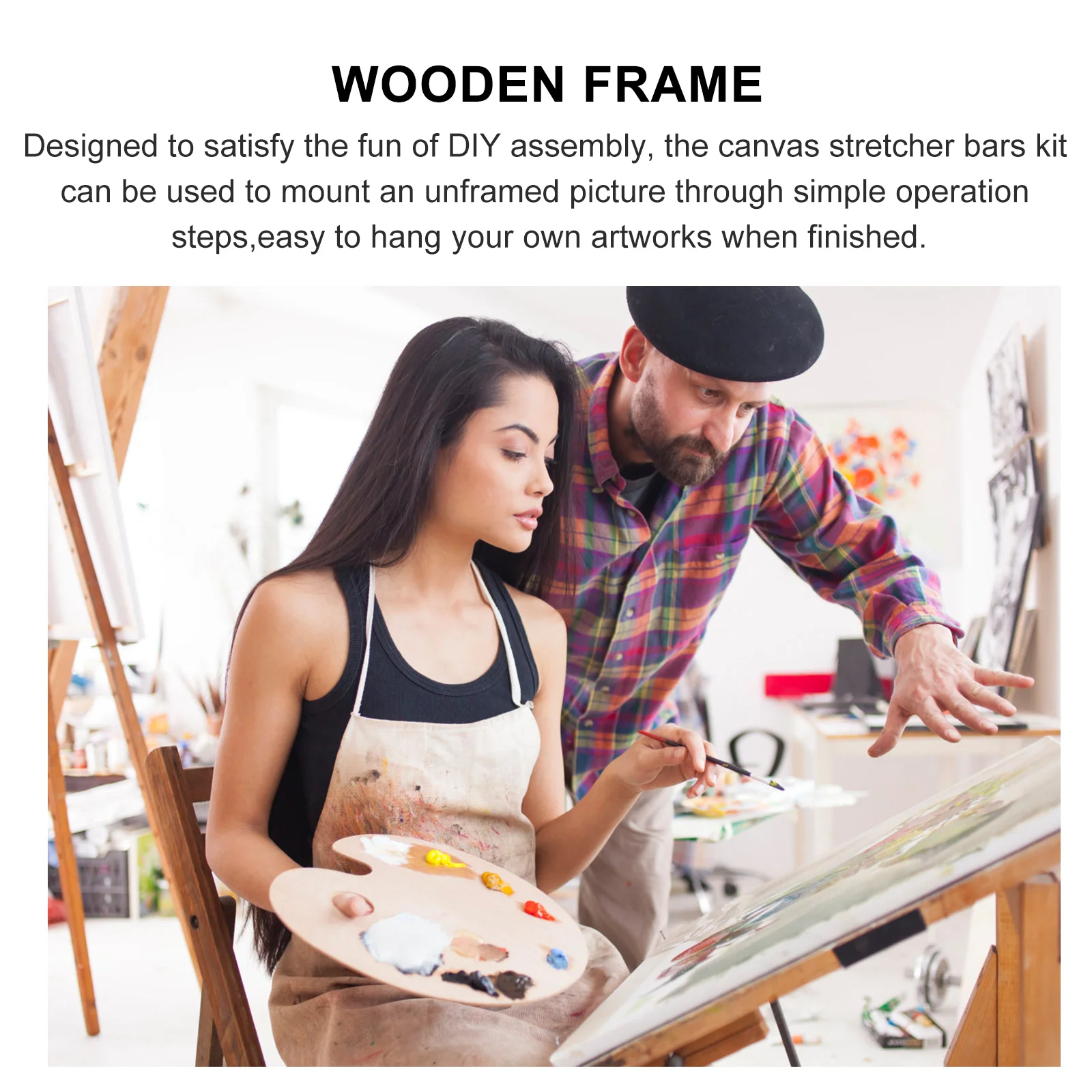 8 Pcs Solid Wood Inner Frames Picture Strips Canvas Stretcher Bars Kit Easy Assembly Artwork Display