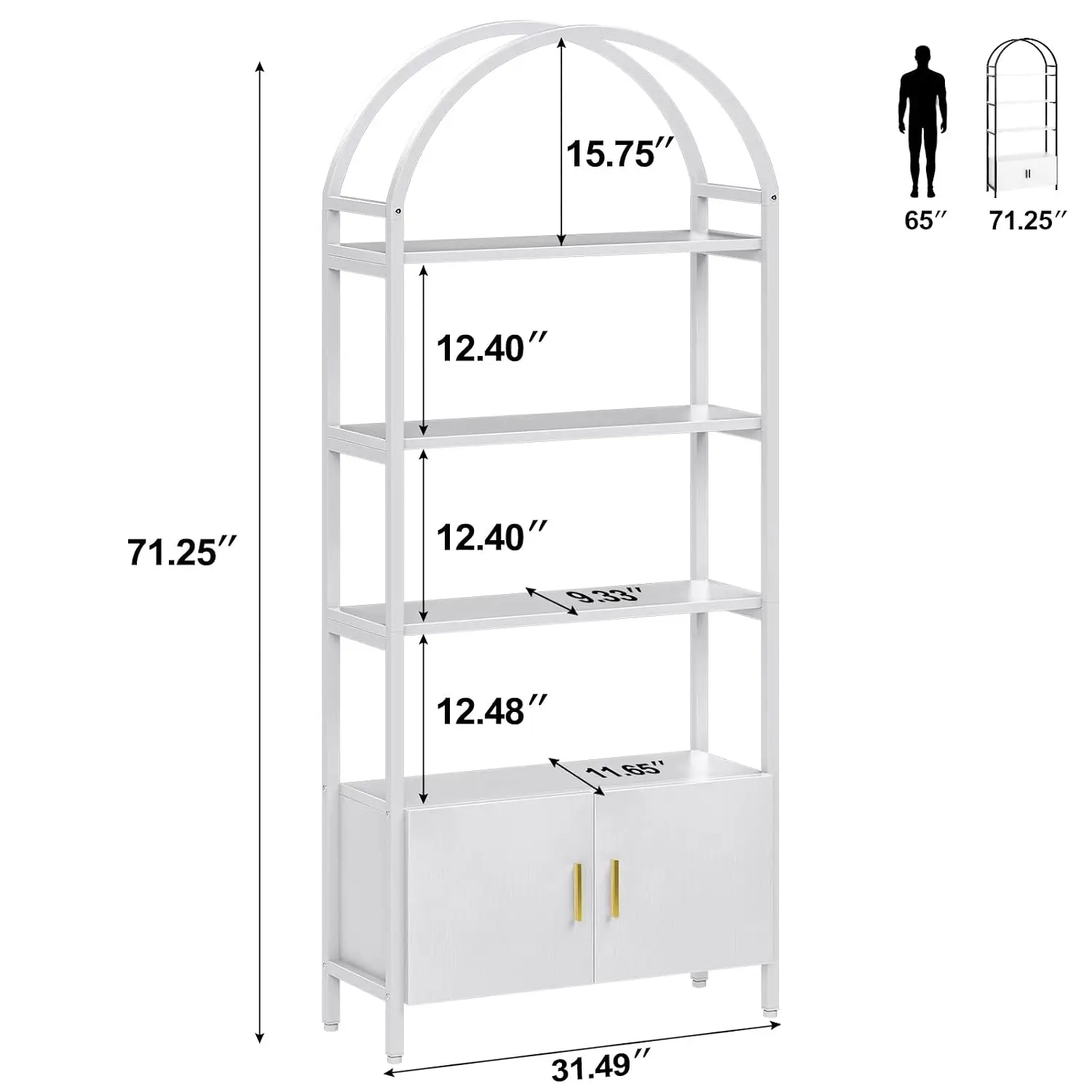 Arched Bookshelf With Doors, 71