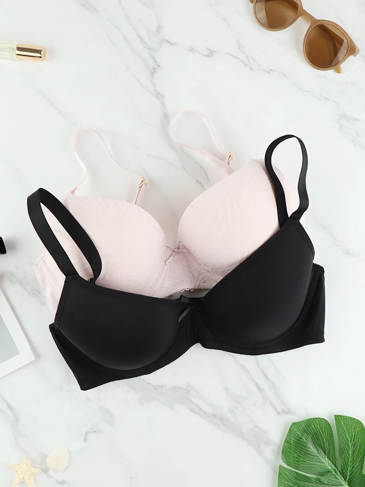 Women's Bra C 5/8 Cup 34C/ 36C/ 38C Wrap Chest Underwear Vest Solid Color Fashion Female Comfort Breathable Gathered Bralette