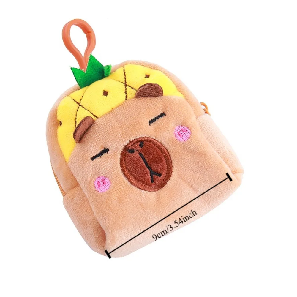 Creative Cartoon Animal Capybara Plush Coin Purse Pineapple Hamburg Biscuit Change Pouch Pink Strawberry Soft Coin Holder Girl