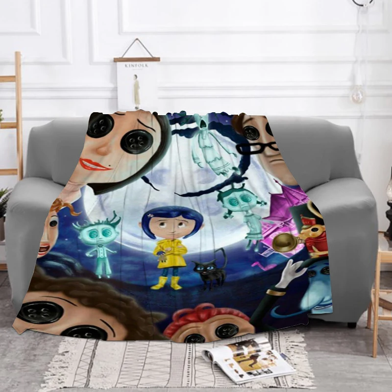 

3D Printing Movie Coraline Blanket Cartoon Blankets for Bed Plaid Machine Washable Furry Winter Sofa Throw Fluffy Soft & Throws