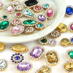 50pcs/lot Silver Claw Setting Glass Rhinestone Mixed Shape Sew On Crystal Stone Diamond for Wedding Dress Shoes Bags DIY Trim