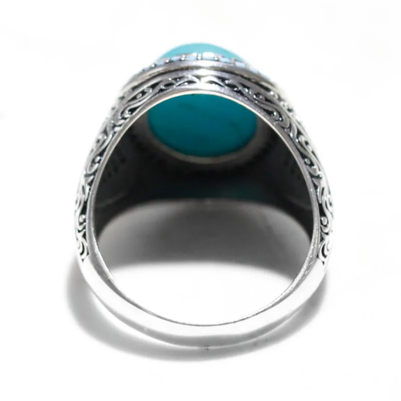 خواتم كلاسيكية مصنوعة يدويًا من تركيا الفيروز الطبيعي للرجال والنساء موضة 925 من الفضة الإسترليني مجوهرات الذكرى السنوية هدية للحفلات #4