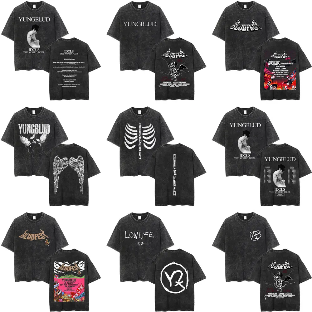 

Washed Vintage Rocker Yungblud Graphic T-shirt IDOLS The World Tour 2025 Merch T-shirts Men Women Hip Hop Rock Oversized T Shirt