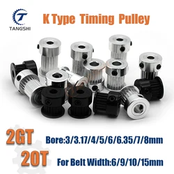 2GT 20 teeth Timing pulley Bore 3/3.17/4/5/6/6.35/7/8mm For belt width 6/9/10/15mm GT2 20T Timing Pulley 3D Printer Accessories