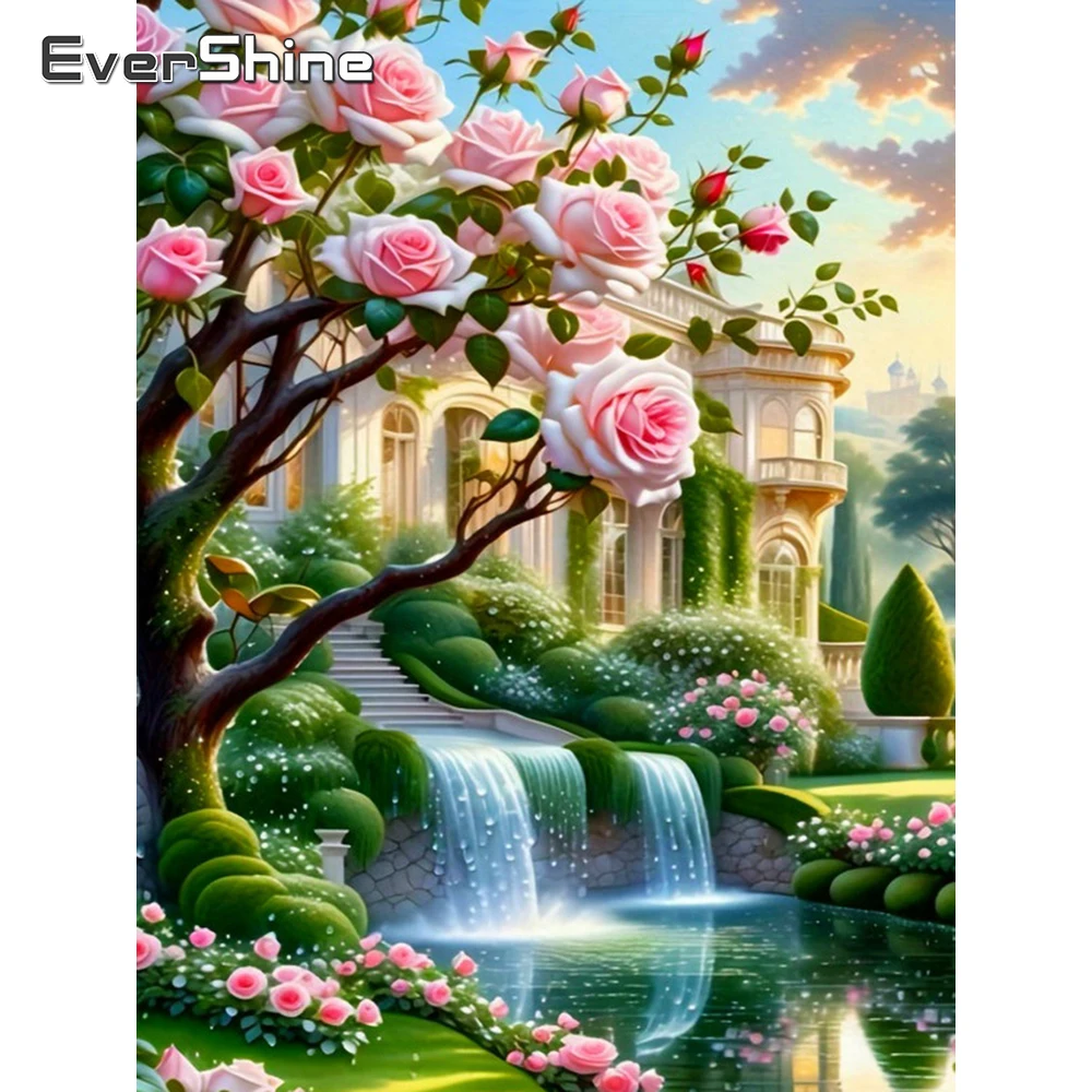 

EverShine Diamond Painting Landscape Rhinestones Picture Mosaic Rose Embroidery House Cross Stitch Kits Home Decoration