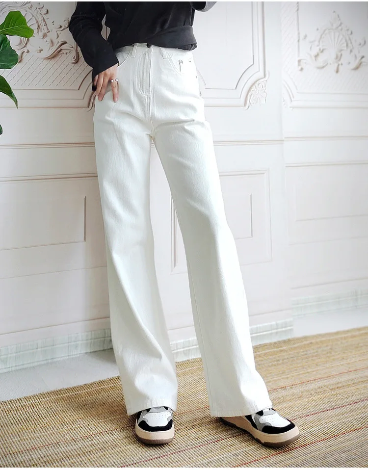 

Women's Jeans Wide Leg Pants Straight Leg Pants Four Leaf Clover Pearl Flower Loose Fit 2024 New Spring Autumn