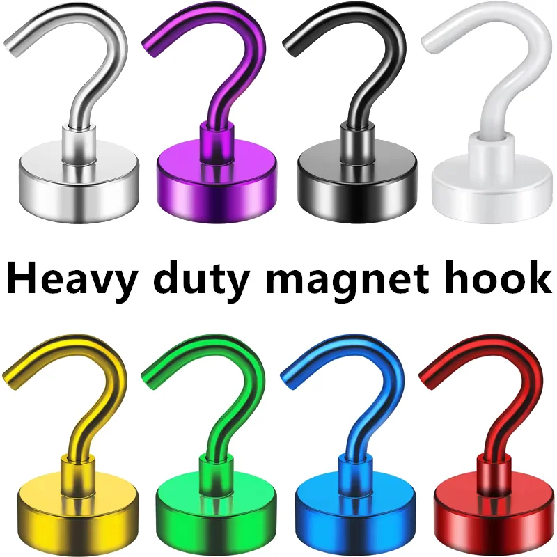 8 Farben 16 mm robuster Magnet 25 Pfund starker magnetischer Metallhaken, perfekt für Küche, Garage, Arbeitsplatz, Kühlschrank, Büro, Schule