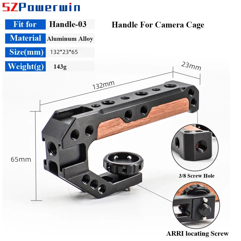 Powerwin Camera Cage For Sony A7R4 A7M4 A74 A7S3 with wooden Handle Kit Aluminum Alloy Multifunctional Arri Locating Screw