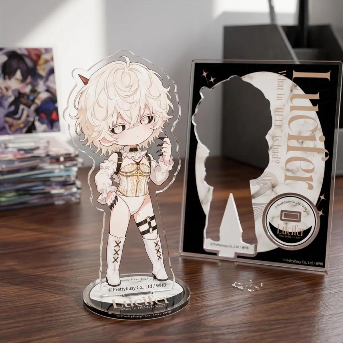 Anime What in Hell Is Bad 15cm Acrylic Stand Keychain Badge Set, Fan Gift, LEV Character, Halloween Party Favor, Otaku Merch