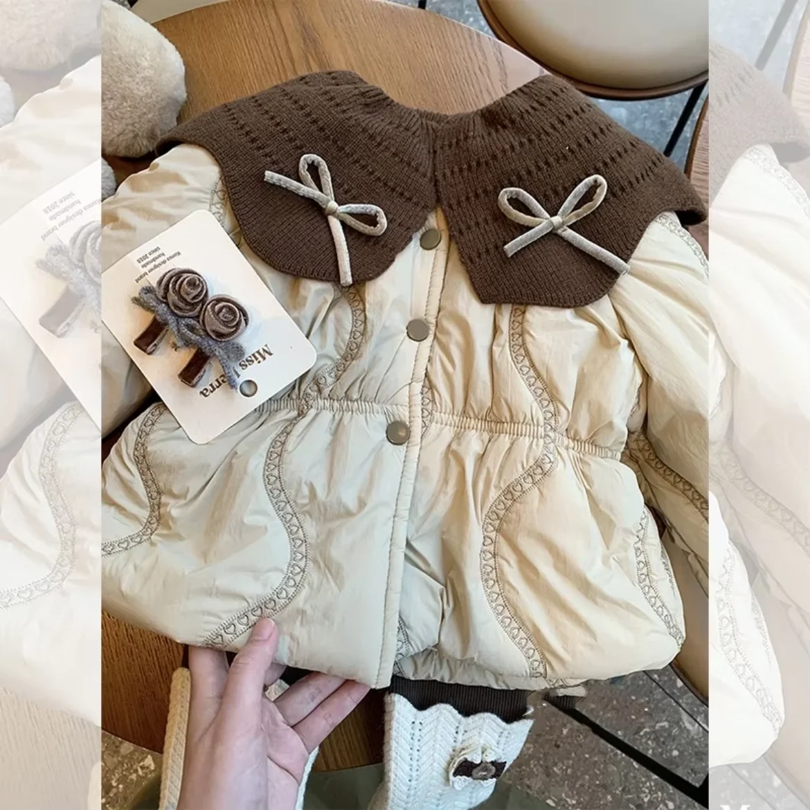 Girls Padded Winter Jacket Fleece Lined Thickened Warm Coat Kids Autumn Winter Casual Outerwear 12M-7Y 3