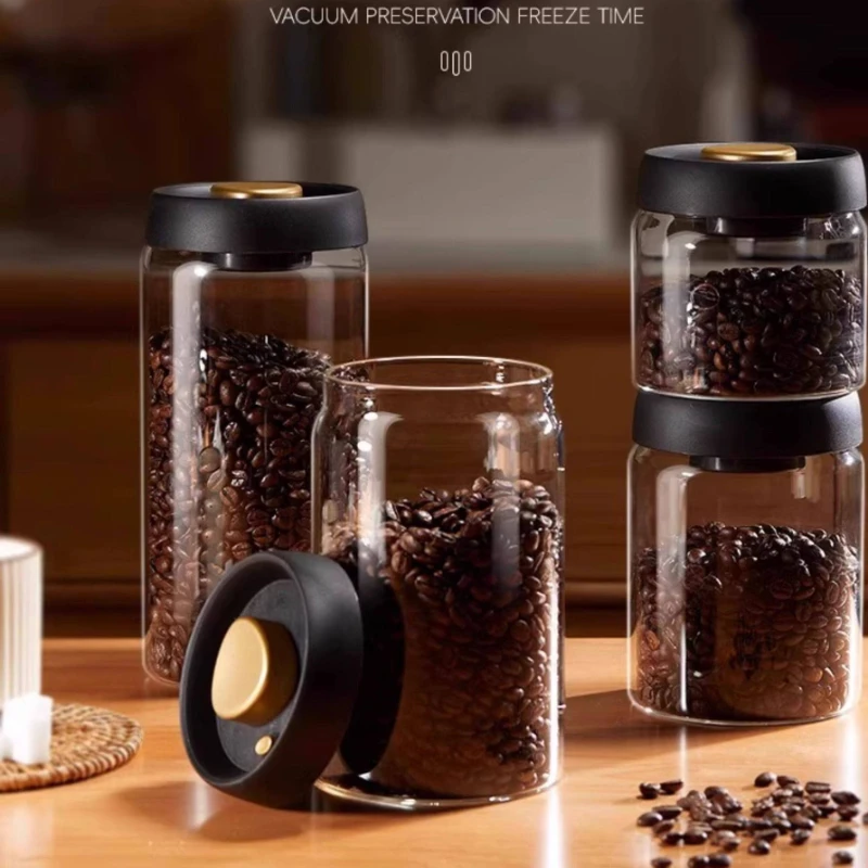 Glass Coffee Powder Sealed Tank, Coffee Bean Storage Tank, Mini Portable Visual Tea Storage Tank Multi-style Optional