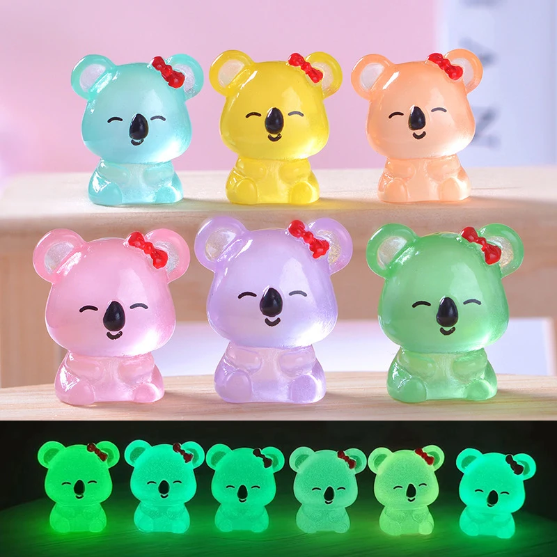 1PC Luminous Koala Miniature Figurines Fairy Garden Decoration Cute Koala Home Decor Glow At Night Desk Ornaments