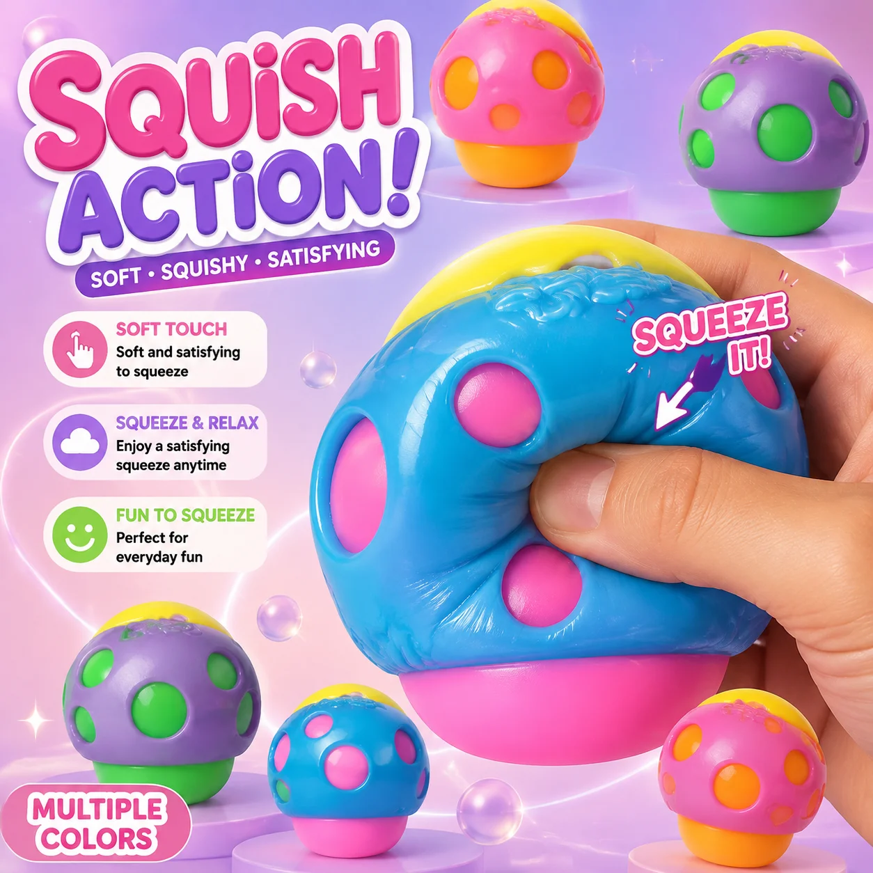 Squishy Toy Cute Small Mushroom Needoh Stress Relief Flour Filled Quick Rebound Cross Border New Arrival Decompression Toy