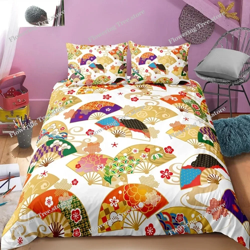 

Cherry Blossoms Duvet Cover Set Japanese Style Polyester Comforter Cover King Queen Full Size for Girl Women Couple Bedding Set
