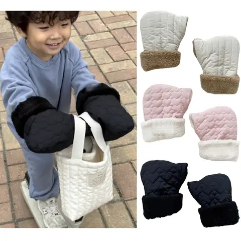 어린이 겨울 야외 스쿠터 스포츠 장갑, 방풍 두꺼운 봉제 안감, 자전거 핸들 바 장갑, 아기 손 따뜻하게 장갑