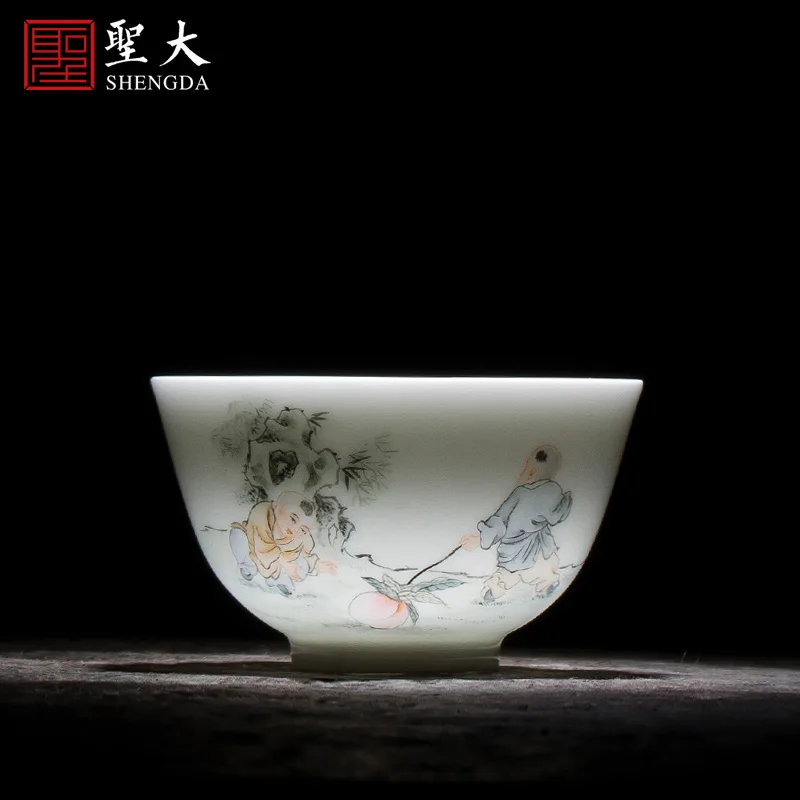 

|the ceramic kung fu tea master cup hand-painted new boy tong qu sample tea cup set of glasses of jingdezhen tea service