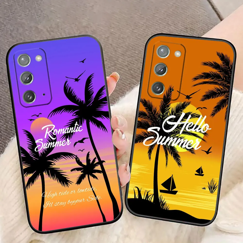 Summer Coconut Tree Phone Case For Samsung NOTE 8 9 10 20 Ultra Lite A02 A02S A03 A03S A04 A04E A05S A8 A9 A10 A10E A10S Case