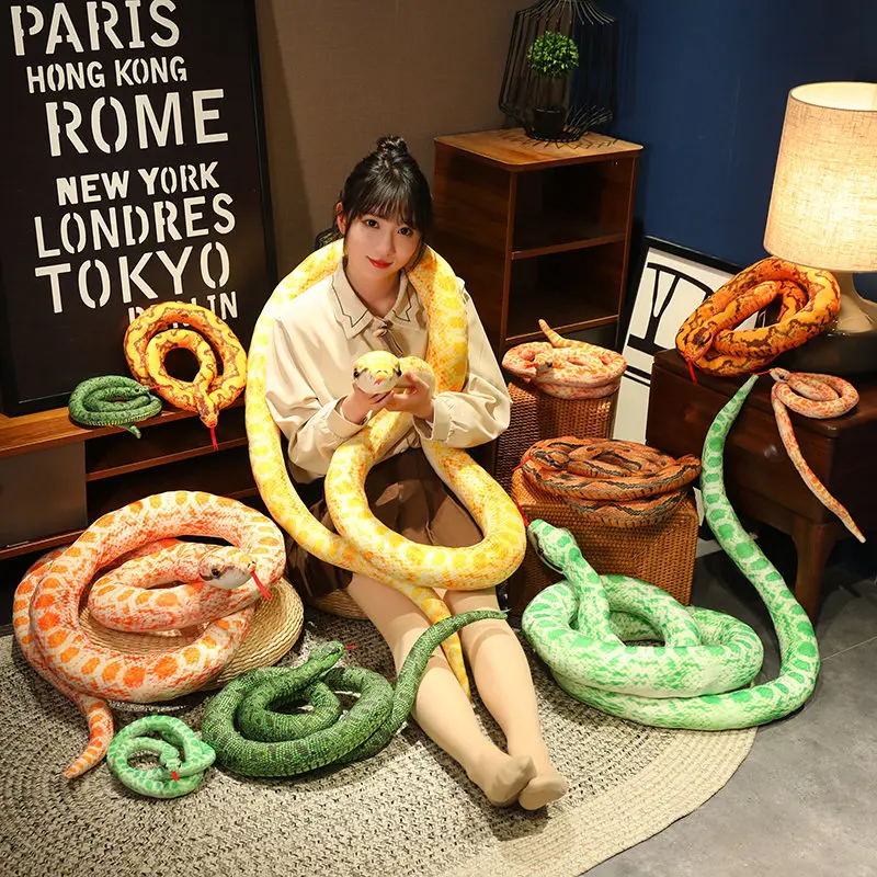 Serpente di peluche grande,animale di peluche di serpente gigante - Serpente lungo peluche realistico da 63 pollici - Giocattolo di peluche a forma di serpente per scherzi, giocattoli di parodia, per