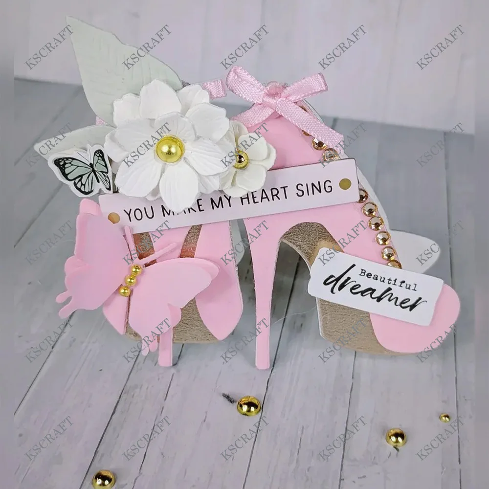 KSCRAFT High Heel Shoe Bag Topper Cutting Dies Stencils for DIY Scrapbooking Decorative Embossing DIY Paper Cards