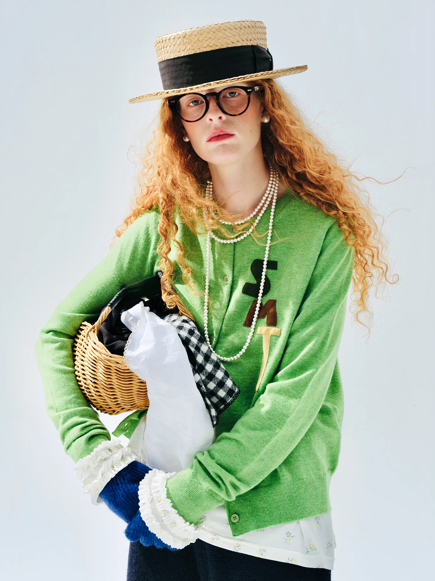 

Трикотаж imakokoni, осень 2022, художественный флисовый свитер в японском стиле с флокированной буквой и аппликацией, кардиган 255254