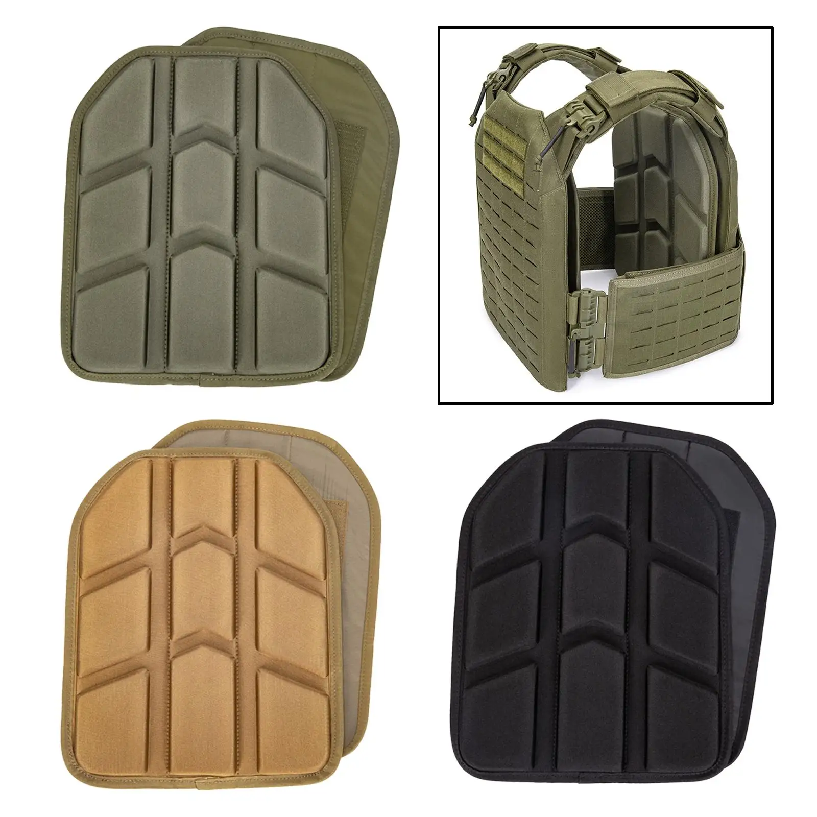 2Pcs Shock Plates Breathable Body Carrier Vest Adjustable Sapi Shock Plate Vest Plates for Extreme Play and Adventuring Airsoft