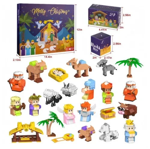 

Christmas Advent Calendar Building Block Box DIY 24 Days Countdown Calendar DIY Splicing Building Block Blind Box Toy for Kids