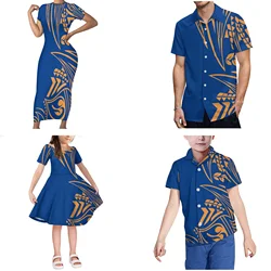 Print On Demand Custom Polynesian Tribal Matching Family Outfits Samoan Dress Girls Dress Kids Clothes