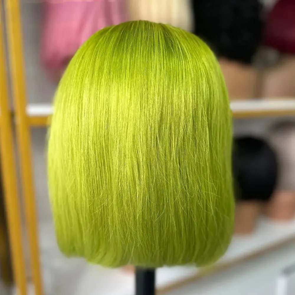 Frontal de encaje transparente 13x4 gris plateado ﻿   Peluca corta Bob Pelucas de cabello humano 100% Black Friday Role Playing Essentials 180% Densidad