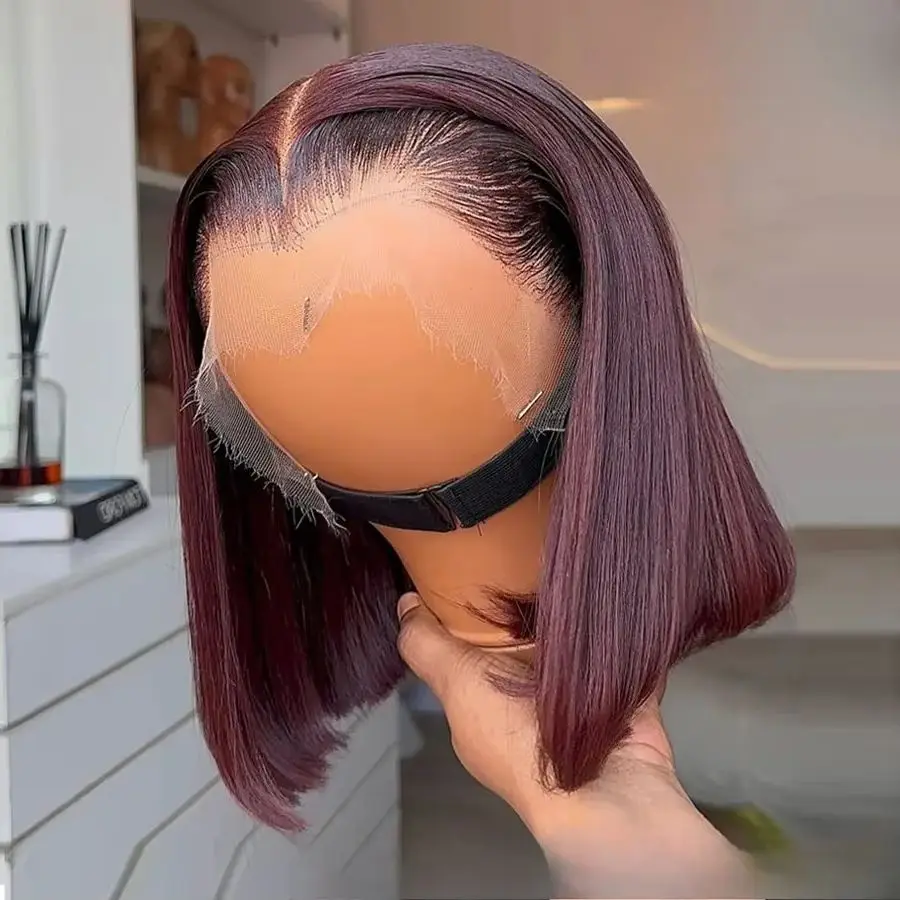 Dark 99J Burundy Red 13x4 Hd Lace Front Wig M Shaped Logos Hairline Glueless Synthetic And Blend High Quality For Women DailyUse