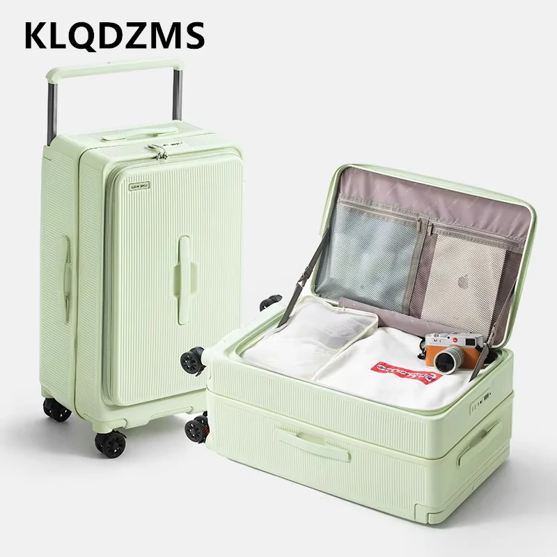 KLQDZMS Travel Suitcase Front Opening Boarding Box Multifunctional Trolley Case 20"24"26"28 Inch Strong and Durable Luggage