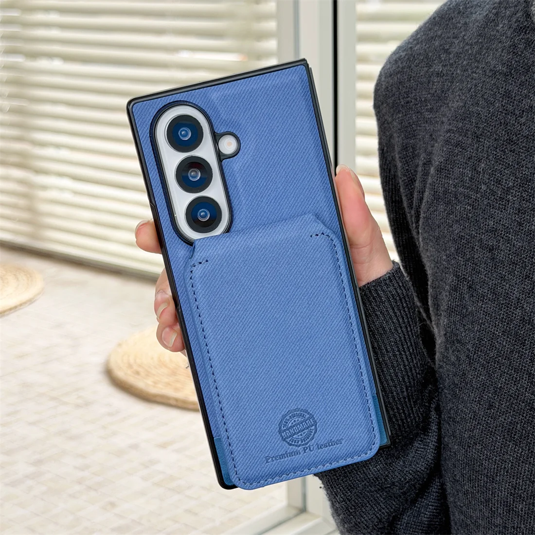 2 في 1 محفظة جلدية مغناطيسية بطاقات Solt قضية الهاتف لسامسونج غالاكسي أضعاف 7 6 5 4 3 حامل شحن لاسلكي الغطاء الواقي