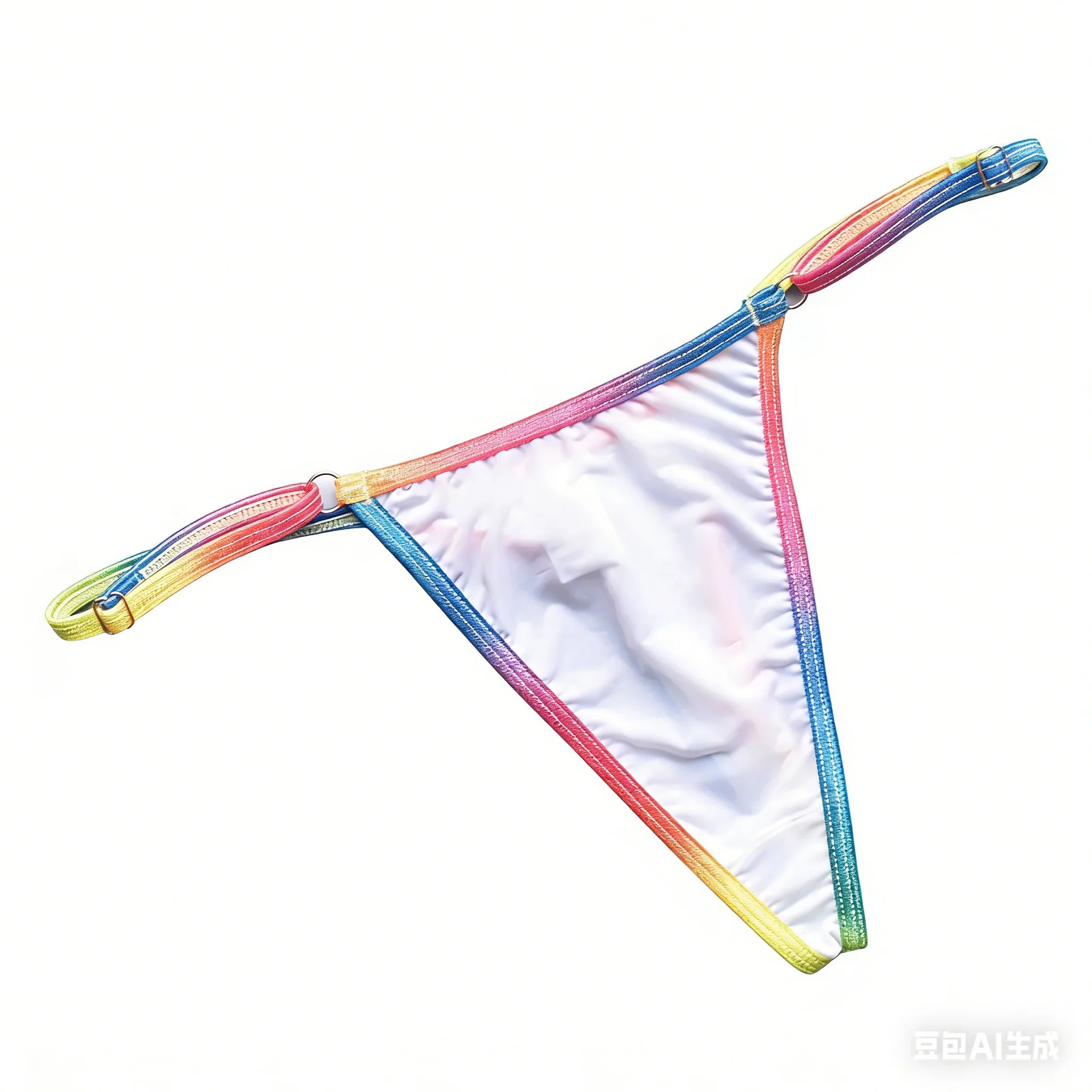 Women's Fructose Color Rainbow Edge Adjustable Thong, Silky Smooth Ice Silk Sexy T-Back Underwear Intimate Briefs Seaside Bikini