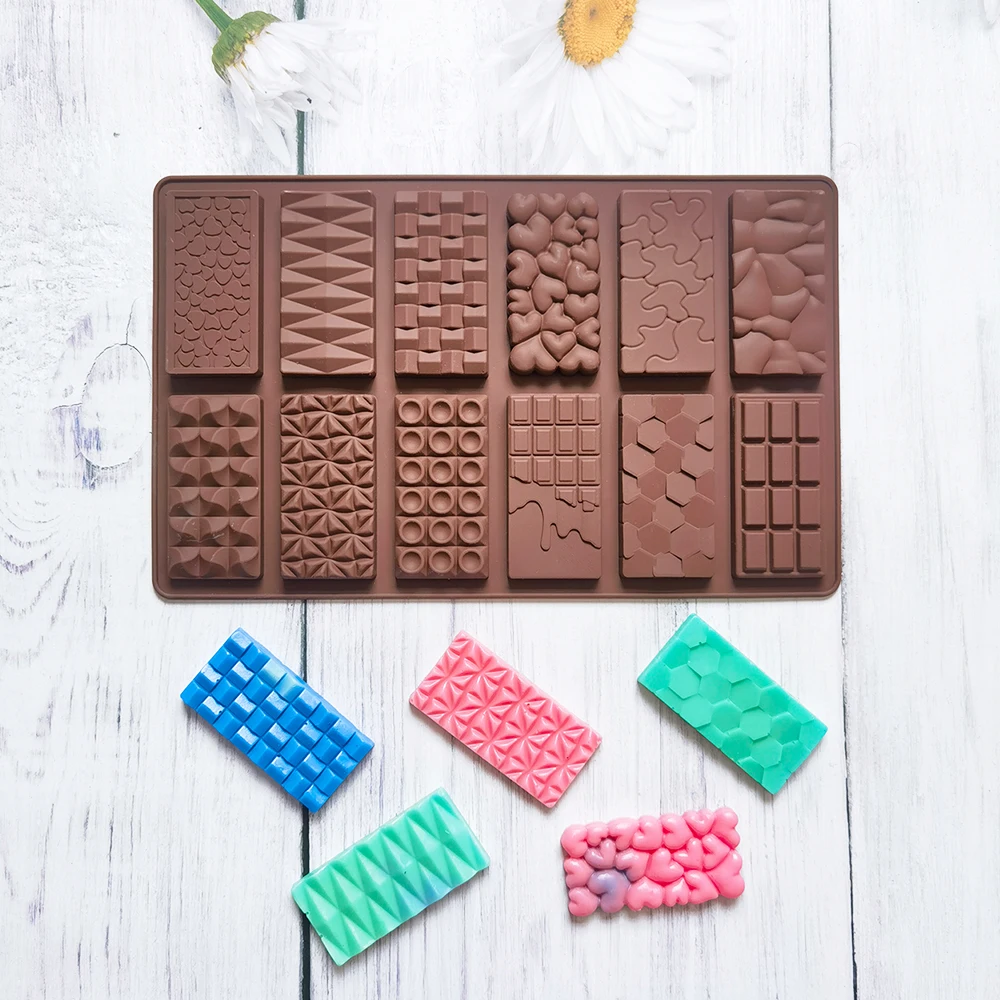 New Silicone Chocolate Mold 12 Cavity Break Apart Protein Candy Mould 3D DIY Biscuit Baking Tools Cake Decorating Mold