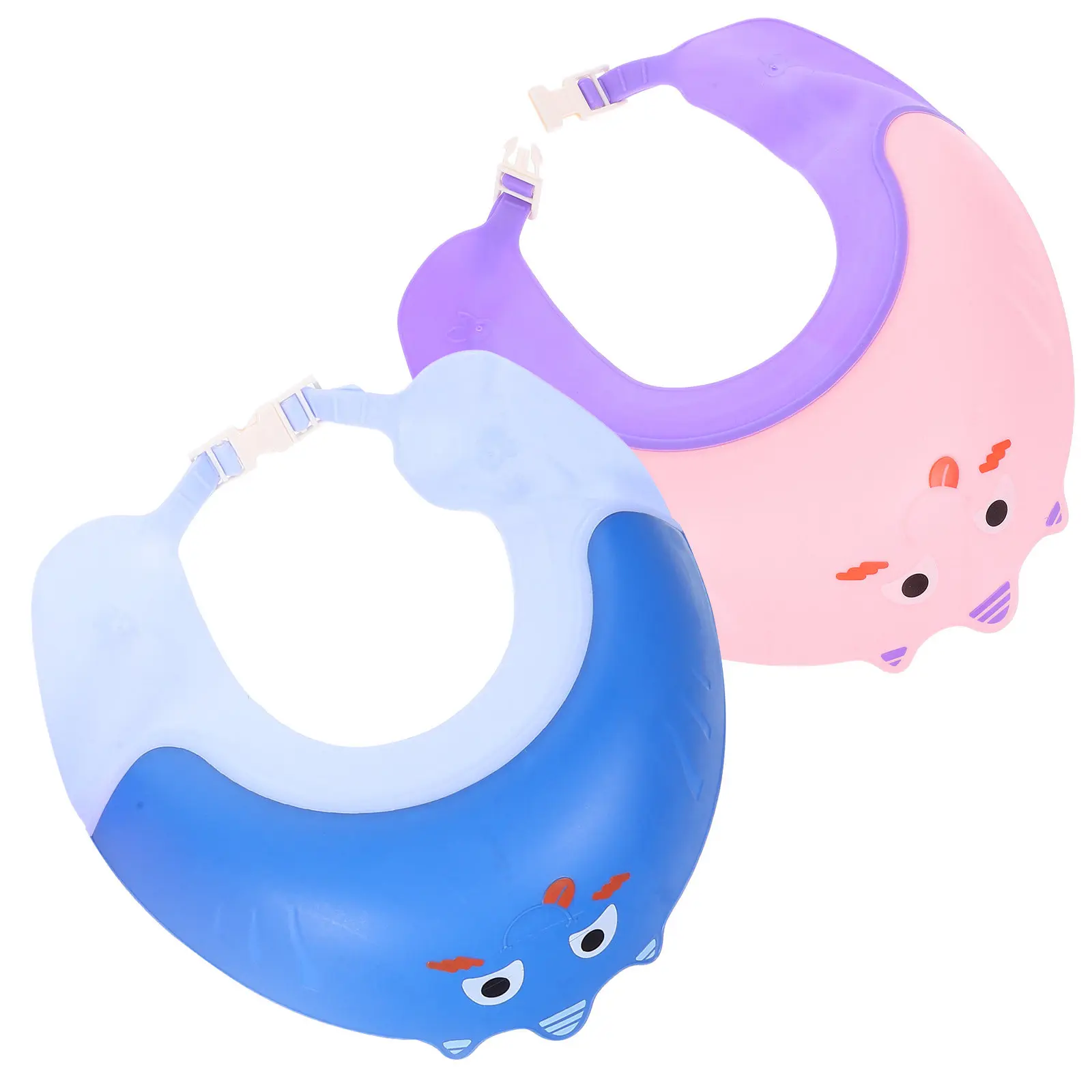 

2Pcs Cute Cartoon Children Shower Cap Adjustable Waterproof Bath Visor Hat for Hair Washing Eyes Nose Mouth Protection Toddler