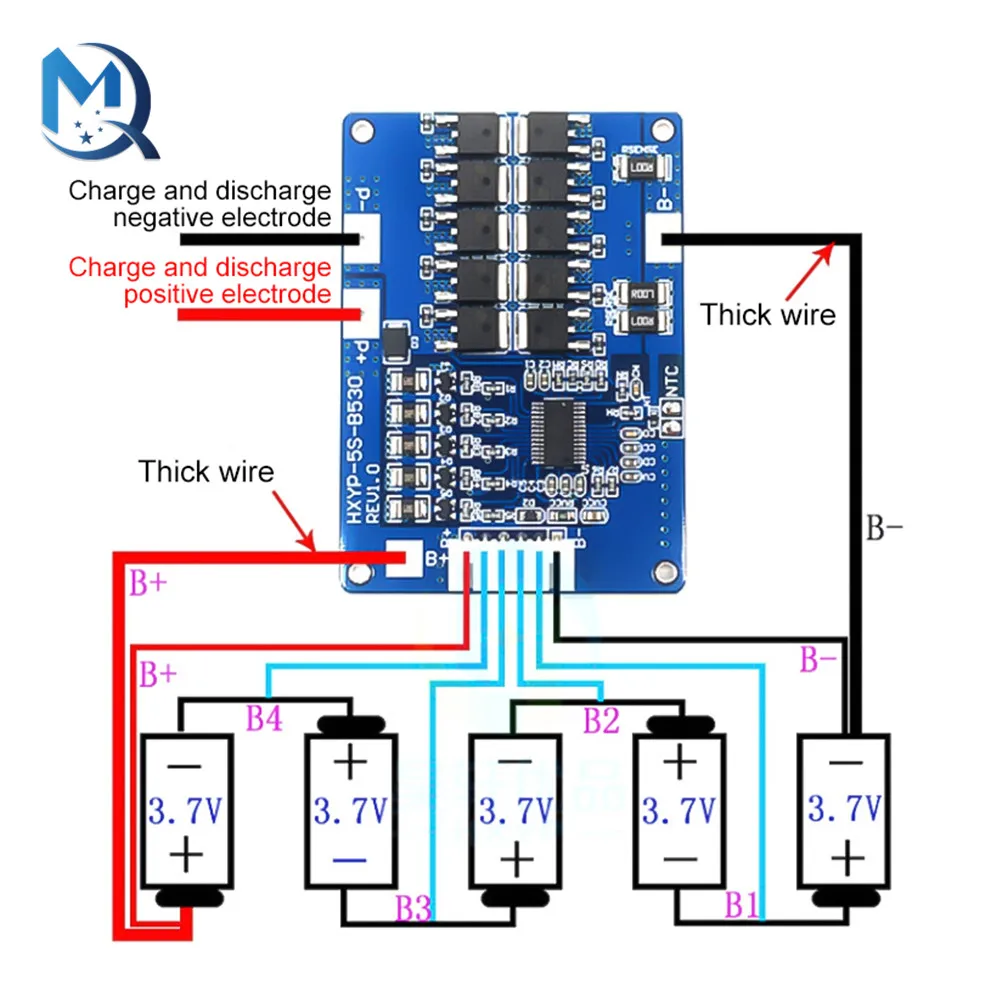 5S Li-ion Lithium Battery Protection Board 18V Power Module 21V Charge Discharge Board Equalization Temperature Control 30A 45A