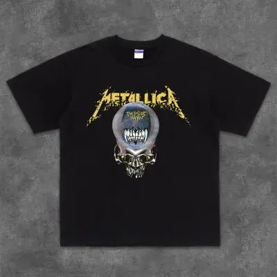 

Short-sleeved T-shirt - Metallica Band - Western-style Rock Metal - Pure Cotton - Men's and Women's Round-neck Short-sleeved Top